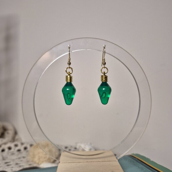 Holiday Christmas Lights Charm Earrings Handmade - Picture 3 of 5